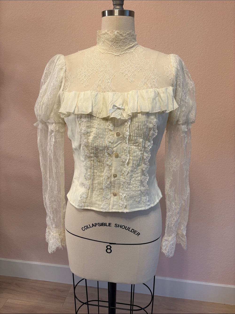 Lace Ruffle Ivory Victorian-Inspired Blouse